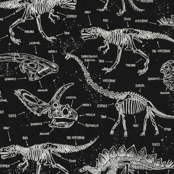 Squelettes de dinosaures phosphorescents de Timeless Treasure Fabrics