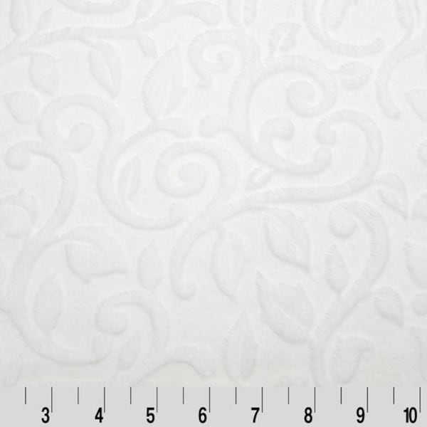 Embossed Vine Cuddle® White MINKY From Shannon Fabrics 5mm Pile