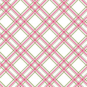 Diagonal Plaid Pink and Green From Kimberbell Basics Collection for Maywood Studio - 100% Cotton