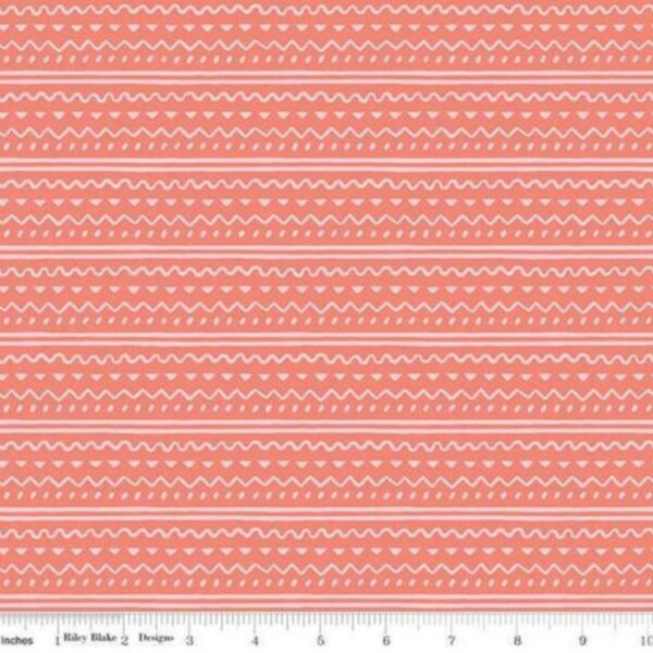 Geo Stripes in Coral from Easter Egg Hunt Collection by Natàlia Juan Abelló for Riley Blake Designs Fabric- 100% Quilt Shop  Cotton