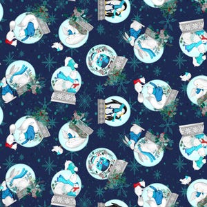 Snow Globes in Navy Blue from the Snow Drift Collection by Michael Zindell for Clothworks Fabric - 100% Cotton Fabric