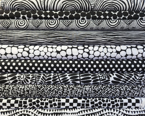 Kaffe Fassett FABRIC BUNDLE SET in Schwarz Weiß von Free Spirit