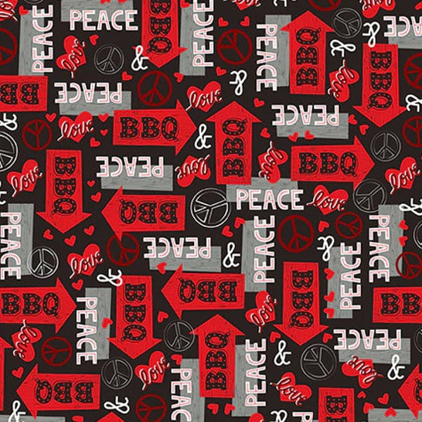 Words and Arrows from Peace, Love & BBQ Collection for Henry Glass Fabric 100% High Quality Cotton