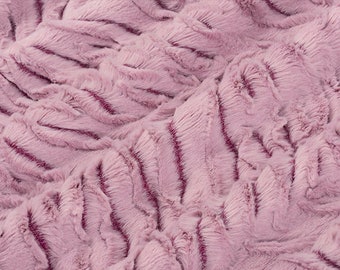 Fat Half ONLY 30" X 36" Luxe Cuddle® Frosted Zebra in Misty Mauve Plush MINKY From Shannon Fabrics