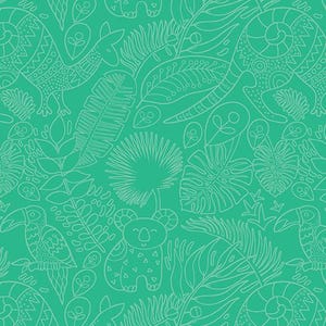 Outback Roo in Celadon from the Rooville Collection by Kimberly Einmo for Benartex Fabrics - 100% Cotton