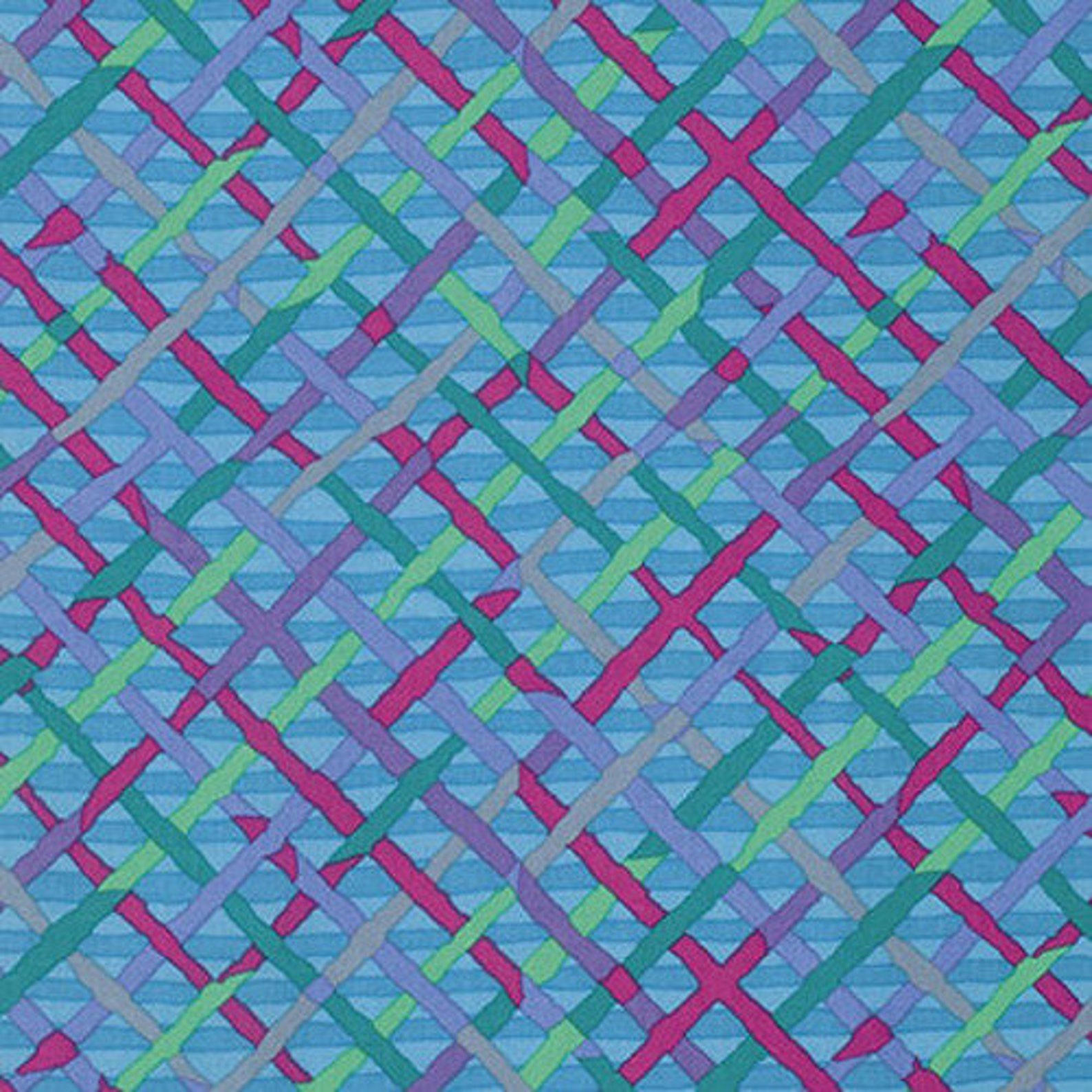 Kaffe Fassett Fabric by the Yard Mad Plaid in Turquiose Blue Etsy