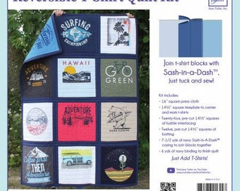 Wendbares T-Shirt Quilt Kit Navy Sash-In-A-Dash von Juni Tailor