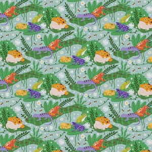 Leapfrog from the Down By The Pond Collection by PBS Fabrics - 100% Cotton Fabric