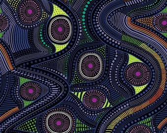 Aboriginal Print in Purple from Walkabout Collection by Paintbrush Studio Fabric- 100% Quilt Shop Cotton