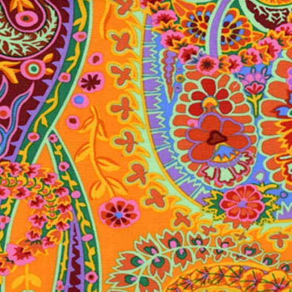 Kaffe Fassett Stoff Paisley Jungle in Tangerine Aus der Kaffe