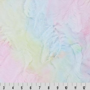 May include: A soft, fuzzy fabric with a pastel tie-dye pattern in shades of pink, blue, and yellow.