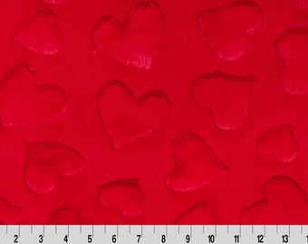 Luxe Cuddle® Hearts Scarlet MINKY From Shannon Fabrics 10mm Pile