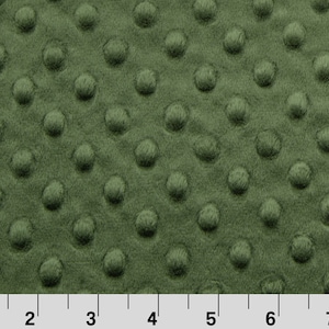 Pode incluir: Close-up de um tecido minky verde com um padrão texturizado de pontos. O tecido é macio e felpudo, perfeito para mantas de bebê, colchas e outras manualidades.