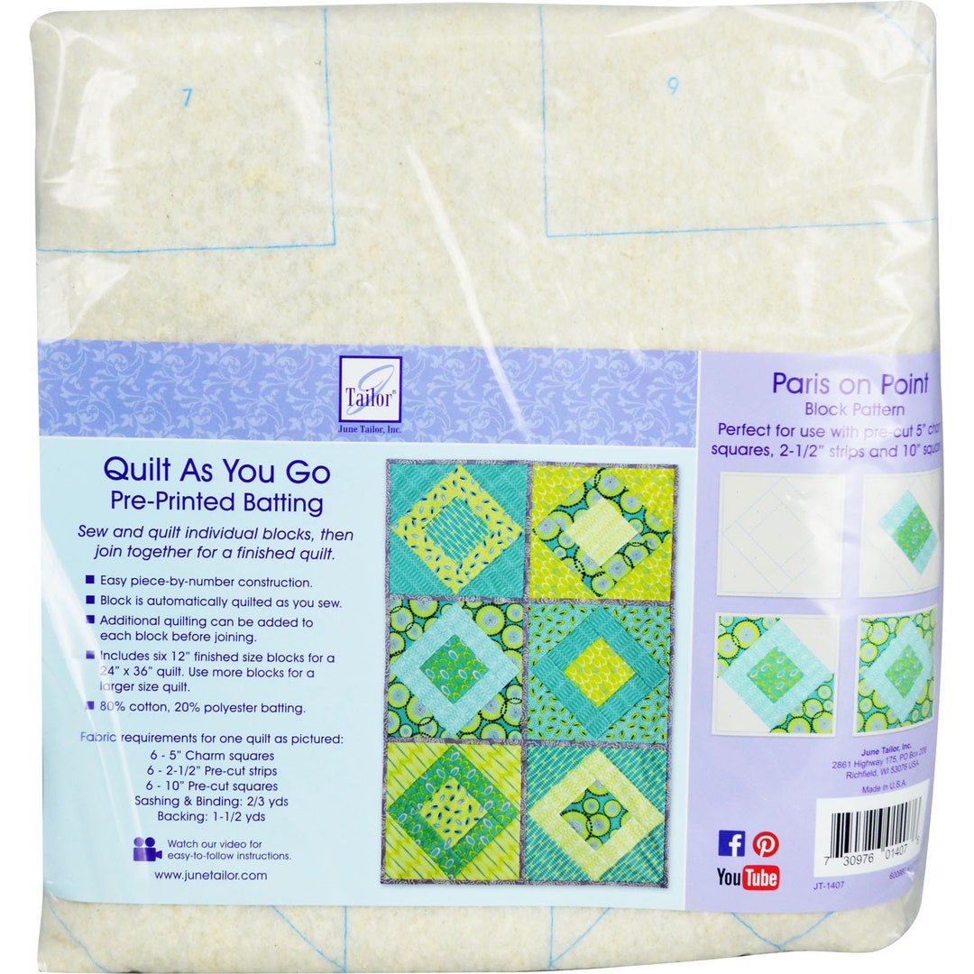 Sew by Number Pattern Printed BATTING Quilt as You Go Paris on Point ...