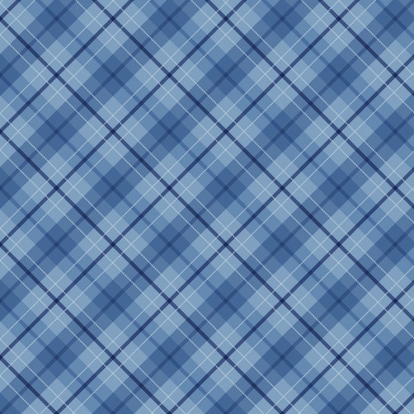 Tartan Karo in Blau aus der Lakefront Kollektion von Wilmington Prints for Parkside Fabrics - 100% Baumwolle