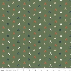 Camping Tents in Green from Adventure is Calling Collection by Riley Blake -You Choose the Cut - 100% Cotton Fabric