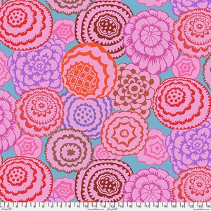 Kaffe Fassett - Deco Floral in Hot from the Kaffe Fassett Collective by Free Spirit Fabric 100% Cotton Fabric