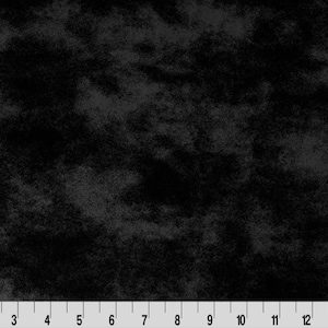 May include: Black fabric with a subtle, mottled texture. The fabric has a slightly rough, uneven surface.