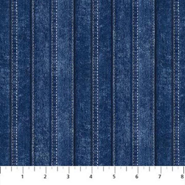 Quilting Cotton- Denim Stripes in Dark Blue from Singin the Blues Collection By Northcott Studio- You Choose the Cut