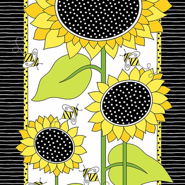 Pollinator 24"x44" PANEL in Day from Sunflowers and Honey Collection by Kim Schaefer for Andover Fabrics