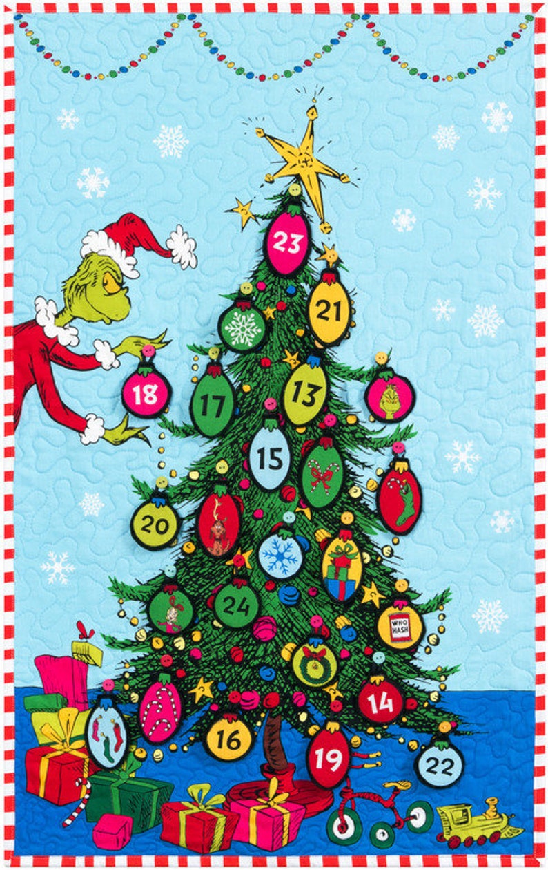 QUILT KIT Grinch Advent Calendar Kit Includes Binding and Etsy