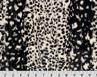 Luxe Cuddle® Fawn in Ivory & Black Furry Plush MINKY From Shannon Fabrics 10mm Pile