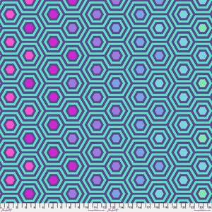 108" EXTRA WIDE Back Rainbow Hexy XL in Peacock from True Color Collection by Tula Pink for Free Spirit Fabric