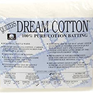Natural Cotton Deluxe TWIN BATTING (circa 93"x72") di Quilters Dream Batting - Prodotto negli USA - 100% cotone High Loft