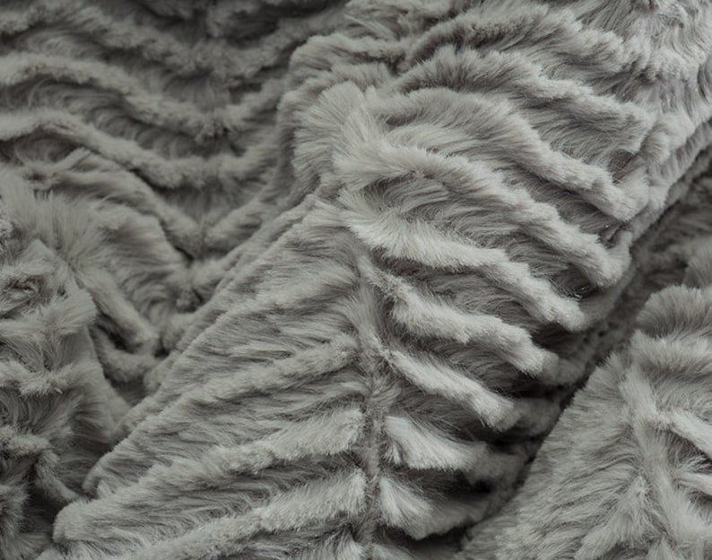 Silver Gray Plush Luxe Cuddle Ziggy MINKY Fabric From Shannon Fabrics 12mm Pile Zig Zags Chevron