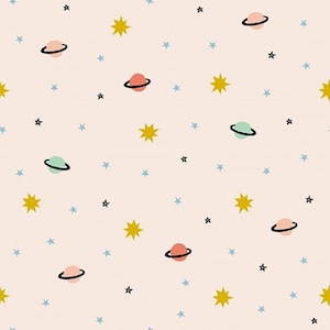 Saturn in Pink from Shoot For The Stars Collection by Paintbrush Studio Fabric 100% Quilt Shop Cotton