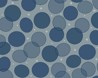 Circle Geos in Denim Blue from Extraordinary Elephants Collection by QT Fabric- 100% Cotton- You Choose the Cut