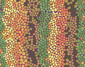 Mosaico de guijarros en la jungla de la colección de febrero de 2021 de Kaffe Fassett Collective, por FreeSpirit Fabric