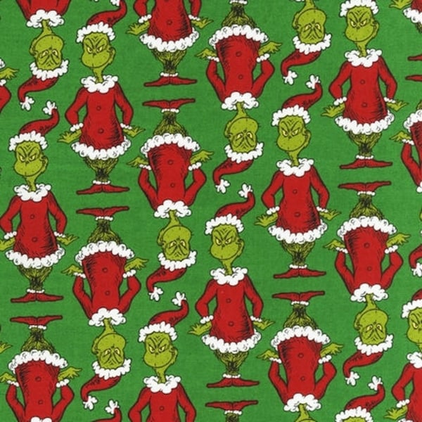 Minky Fabric - Grinch on Green from Robert Kaufman - CaliQuiltCo Exclusive - Licensed Dr. Seuss Fabric