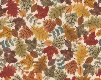 Fall Leaves on Cream from the Hello Autumn Collection by Monique Jacobs for Maywood - 100% Cotton Fabric