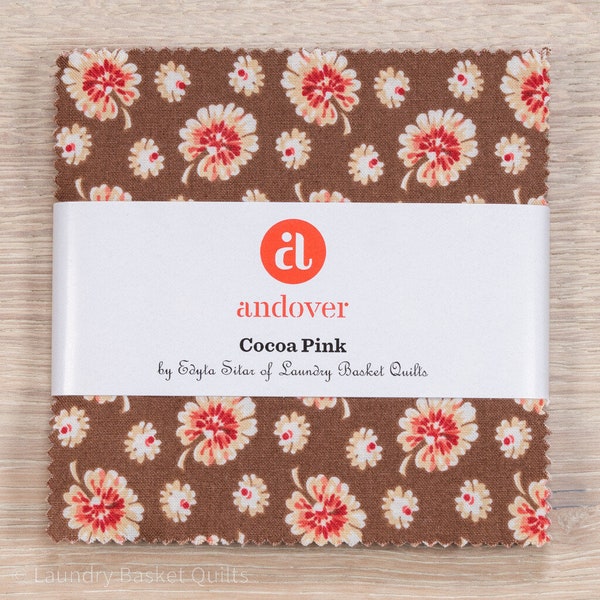 Charm Pack - 5" Squares from Laundry Basket Quilts "Cocoa Pink" fabric collection by Edyta Sitar for Andover.