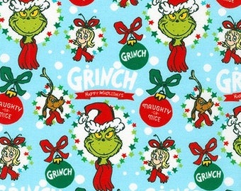 Grinch, Cindy Lou Who and Max from How The Grinch Stole Christmas from Dr Seuss Enterprises - 100% Quilt Shop Cotton