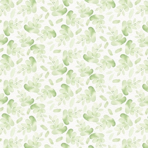 Foglia lanciata in verde chiaro dalla collezione Sweet Magnolia di Deane Beesley per P&B Textiles - Tessuto 100% cotone