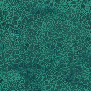 BATIKTYG - Virvelkonturblommor i mörkblått från Lemon Grass-kollektionen av Island Batiks