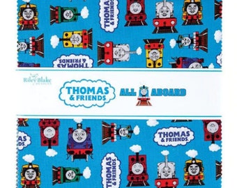 Thomas the Train 10" x 10" Charm Stackers Fabric Squares from Riley Blake Fabric - 42 Pieces