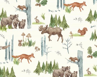 Lil Pine Pals Natural Digital Cuddle® Glatter Minky von Shannon Fabrics - 2,5 mm Flor