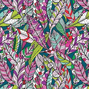 Feathers in Teal from the Rooville Collection by Kimberly Einmo for Benartex Fabrics - 100% Cotton