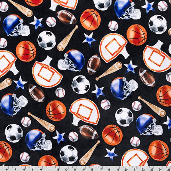 Sports Digital Cuddle® Black Smooth Minky from Shannon Fabric - 2mm pile