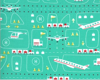 Take Off Airport Runway in Jet Stream Blue from the On the Go Collection by Stacy Iest Hsu for Moda Fabric- 100% Quilt Shop Cotton