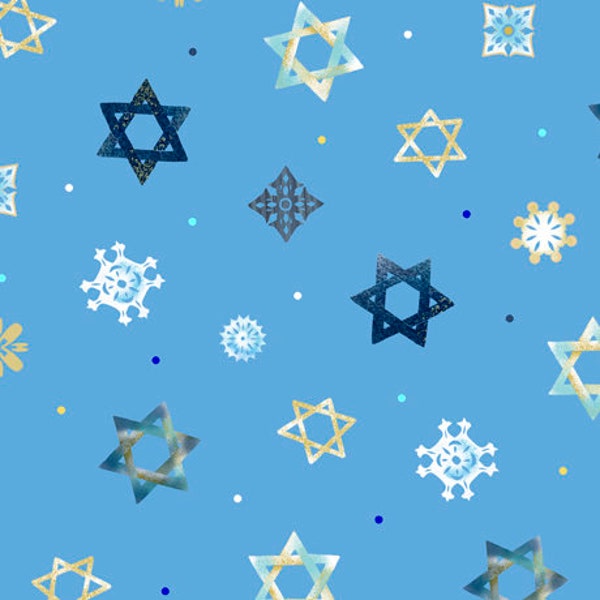 Star of David in Sky Blue from Love & Light Collection from QT Fabrics - 100% Cotton Fabric