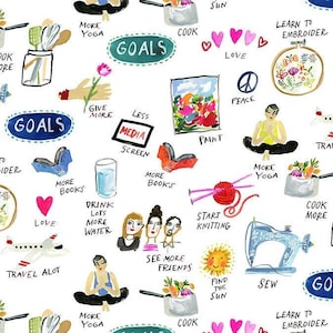 Goals from No Place Like Om Yoga Collection for Dear Stella Fabric- 100% Quilt Shop Cotton