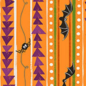 Creepy Crawlies in Orange from the Scaredy Cats Collection by Windham Fabrics - 100% Cotton Fabric