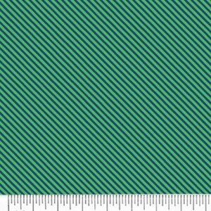 Może przedstawiać: Tkanina w diagonalny wzór w paski w odcieniach turkusu i ciemnego błękitu. Tkanina jest mierzona w calach.