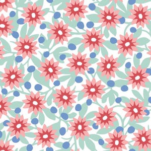 Starburst Floral in White from the Cups & Quilts Collection by Lydia Johnson for Maywood Studio - 100% Cotton
