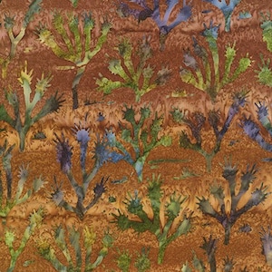 Batik Fabric- Scenic Cactus in Nutmeg by Lunn Studios from Artisan Batiks Collection: Desertscapes 20326-175