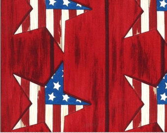 Large Flag Stars in Barnwood Red from America the Beautiful Collection by Deb Strain for Moda Fabric - 100% High Quality Cotton